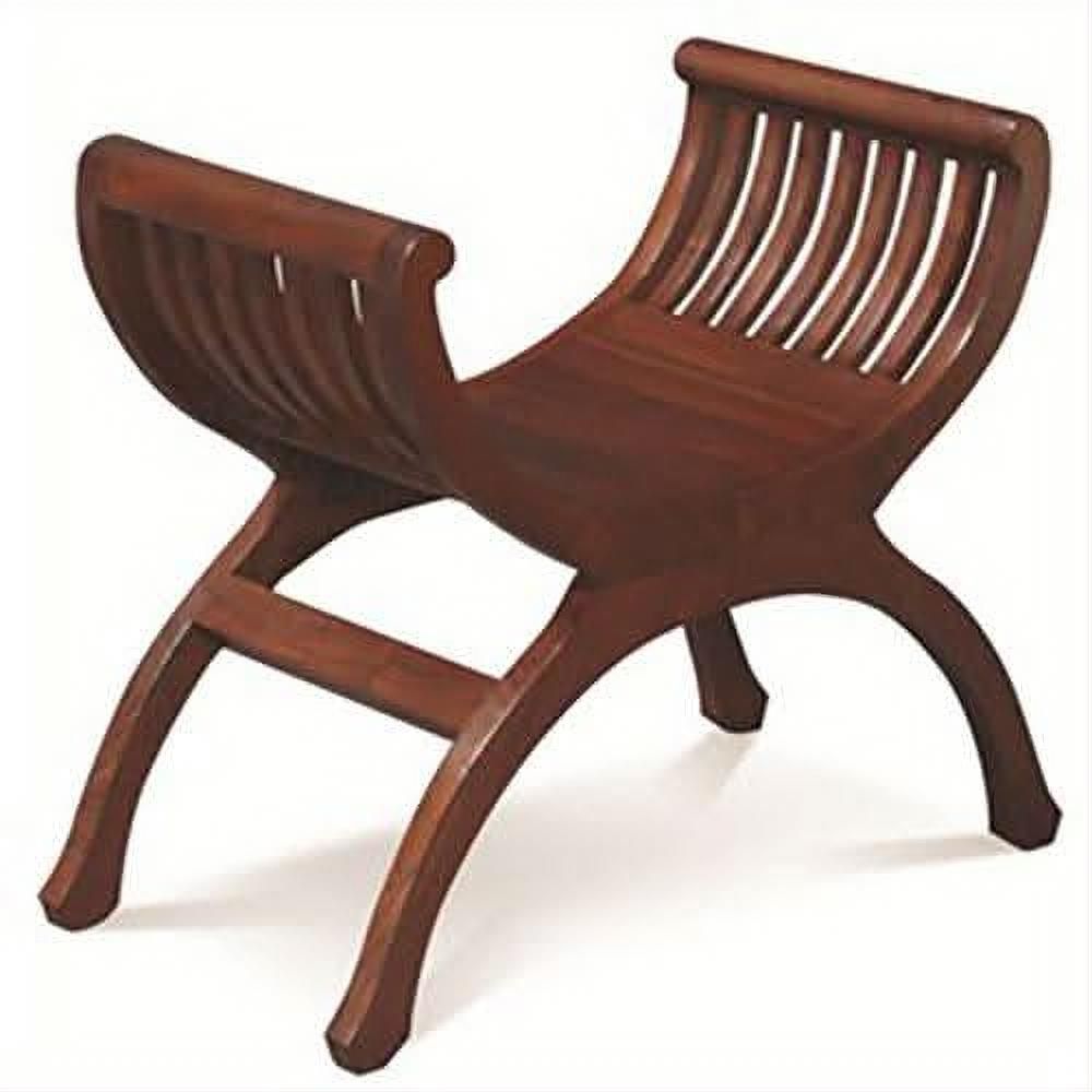 Chenglei Solid Mahogany Opium Style Leg Single Seater Full Timber Bench in Mahogany - Chocolate Wood