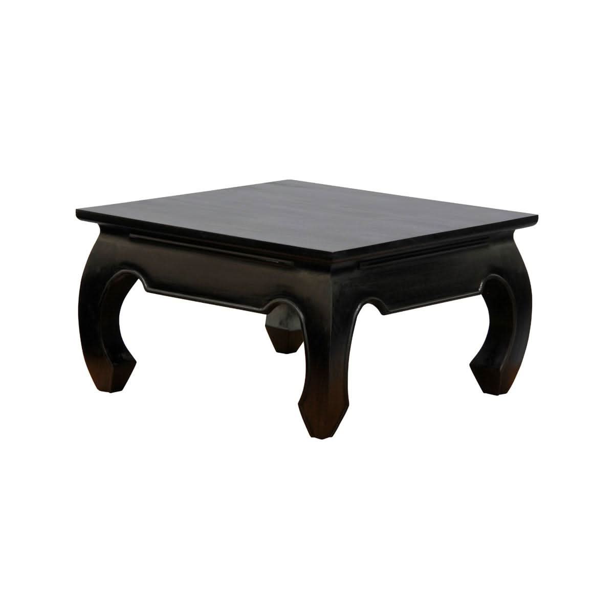 Chenglei Solid Mahogany Opium Style Leg Square Coffee Table in Chocolate, 70cm - Chocolate Wood