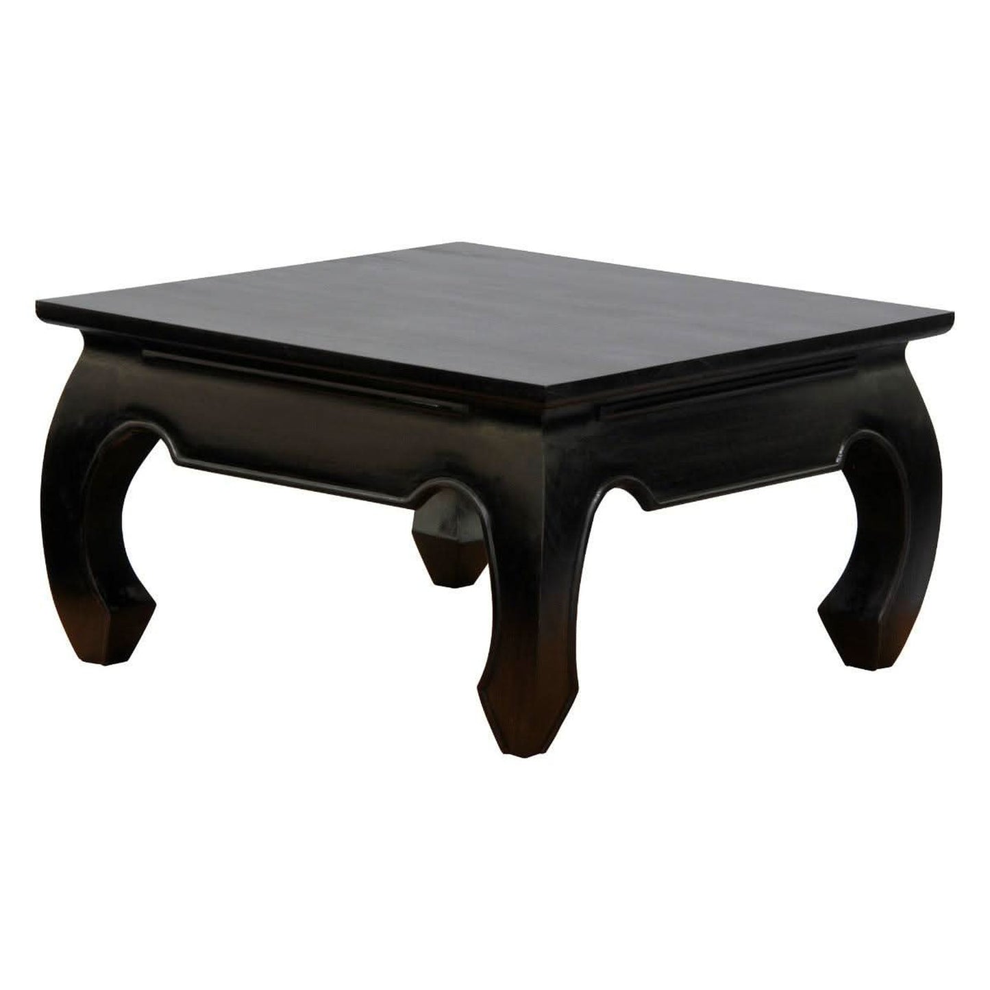 Chenglei Solid Mahogany Opium Style Leg Square Coffee Table in Chocolate, 70cm - Chocolate Wood
