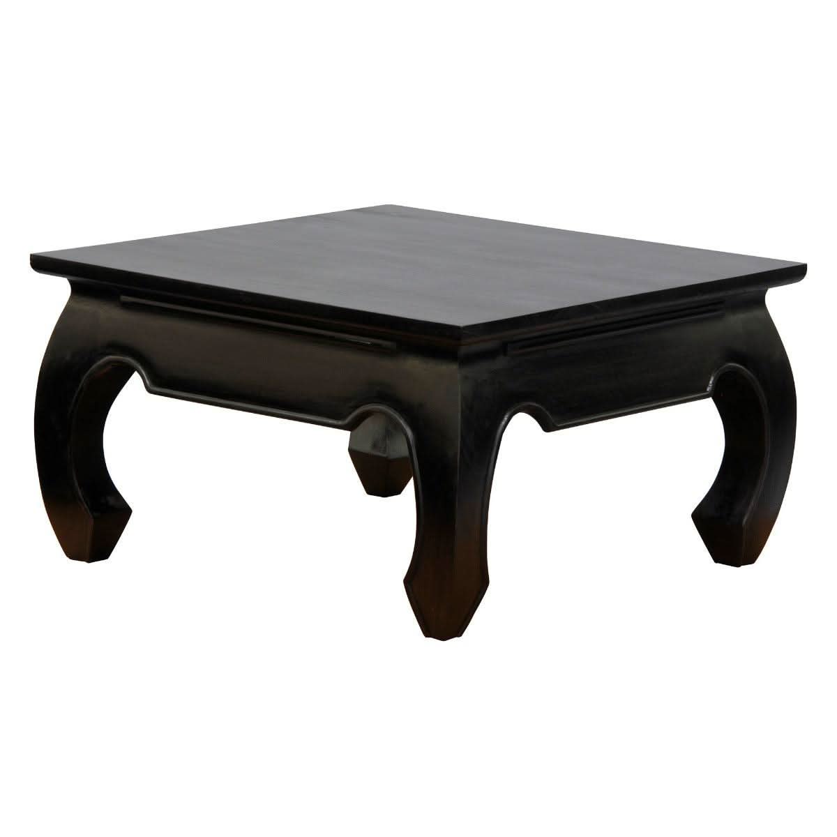 Chenglei Solid Mahogany Opium Style Leg Square Coffee Table in Chocolate, 70cm - Chocolate Wood