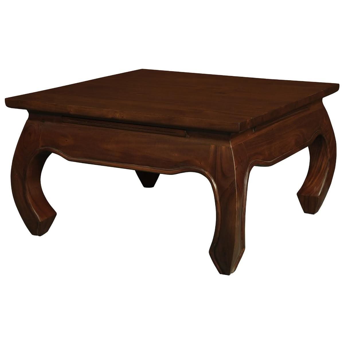 CHENGLEI SQUARE COFFEE TABLE OPIUM STYLE LEGS IN MAHOGANY COLOUR 70CM - MyChocolateWood