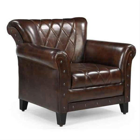 CHESTER STUDDED LEATHER ARMCHAIR