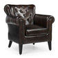 CHESTERFIELD CHOCOLATE LEATHER ARMCHAIR/WINGBACK CHAIR WITH STUDS - MyChocolateWood