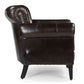 CHESTERFIELD CHOCOLATE LEATHER ARMCHAIR/WINGBACK CHAIR WITH STUDS - MyChocolateWood