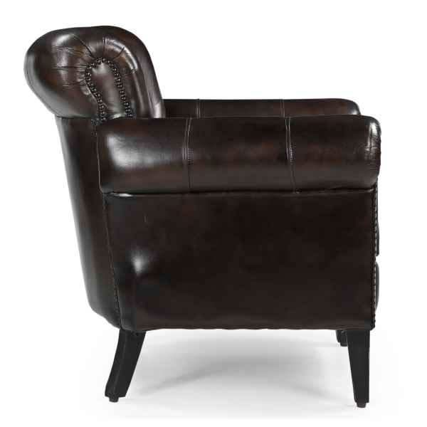 CHESTERFIELD CHOCOLATE LEATHER ARMCHAIR/WINGBACK CHAIR WITH STUDS - MyChocolateWood