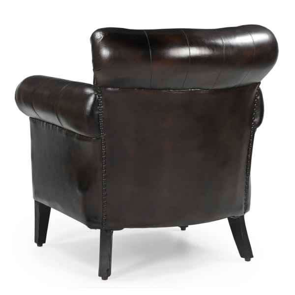 CHESTERFIELD CHOCOLATE LEATHER ARMCHAIR/WINGBACK CHAIR WITH STUDS - MyChocolateWood