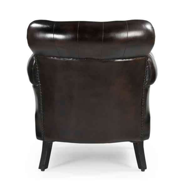 CHESTERFIELD CHOCOLATE LEATHER ARMCHAIR/WINGBACK CHAIR WITH STUDS - MyChocolateWood