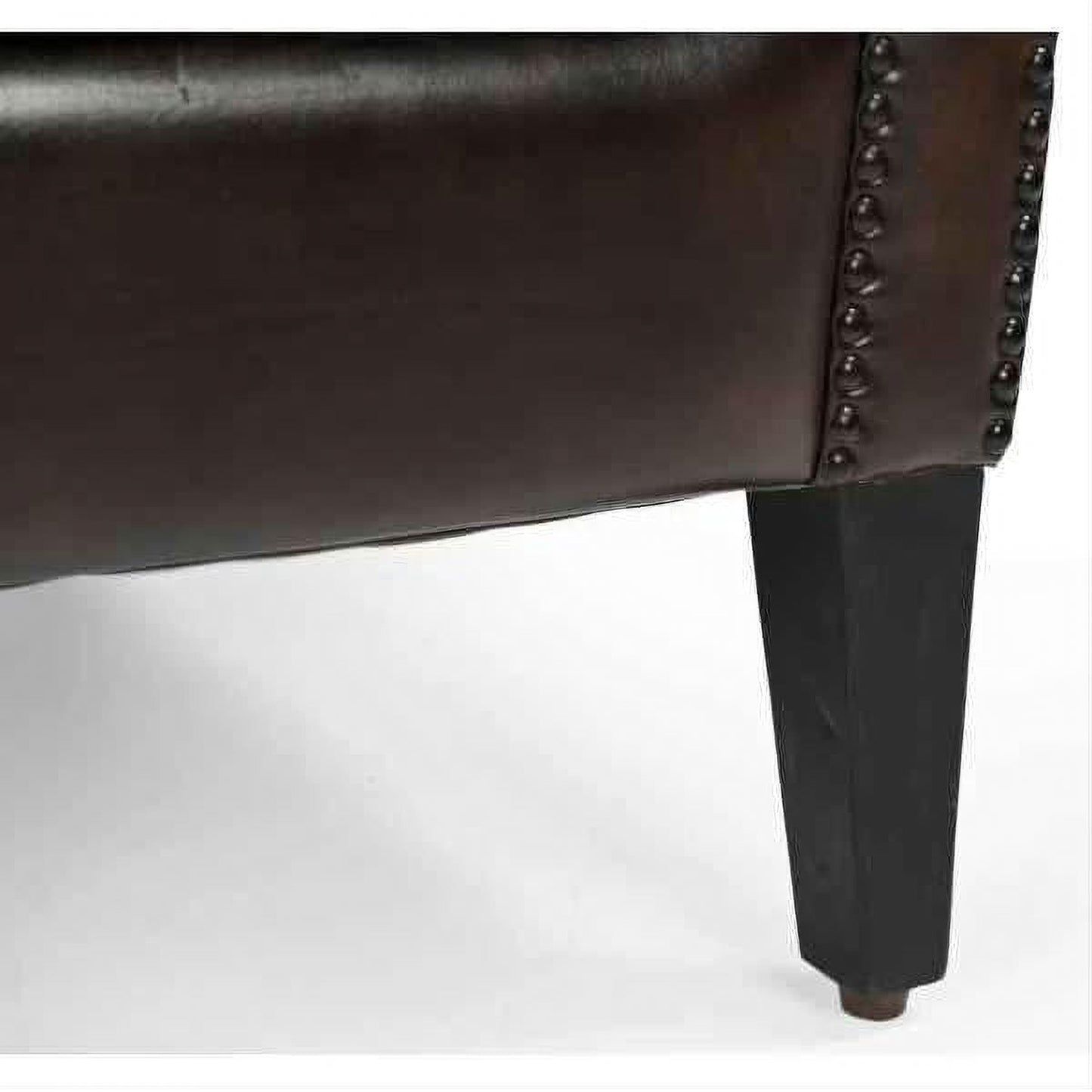 CHESTERFIELD CHOCOLATE LEATHER ARMCHAIR/WINGBACK CHAIR WITH STUDS