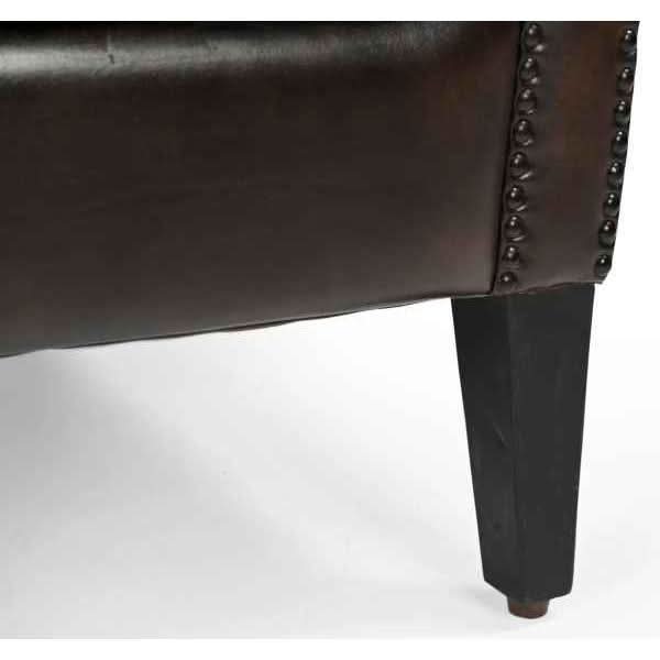 CHESTERFIELD CHOCOLATE LEATHER ARMCHAIR/WINGBACK CHAIR WITH STUDS - MyChocolateWood