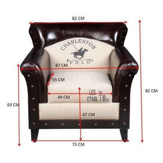 CHESTERFIELD STYLE CHARLESTON POLO ARMCHAIR REAL LEATHER LIVING ROOM CHAIR
