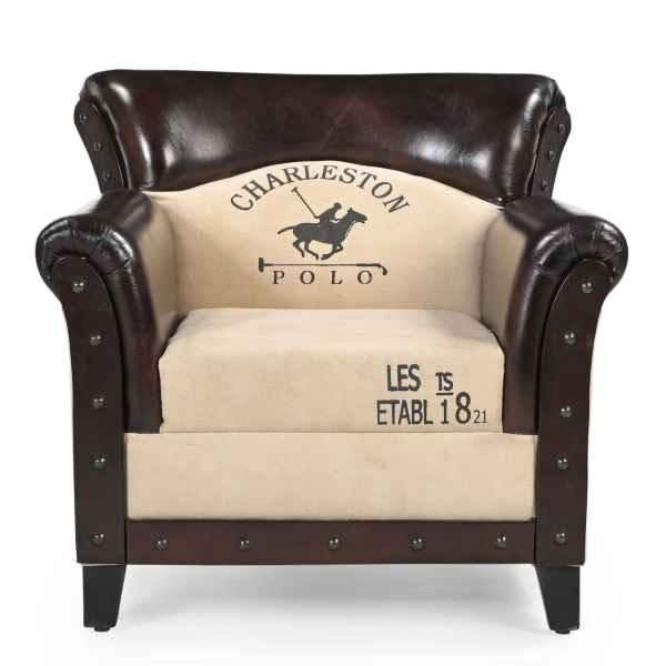 CHESTERFIELD STYLE CHARLESTON POLO ARMCHAIR REAL LEATHER LIVING ROOM CHAIR - MyChocolateWood
