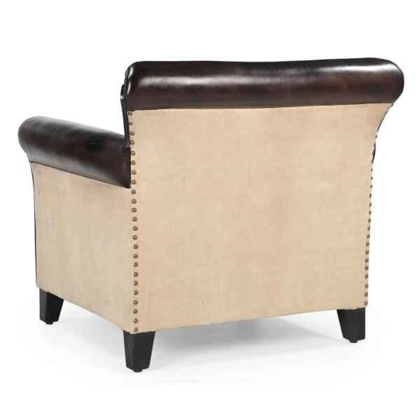 CHESTERFIELD STYLE CHARLESTON POLO ARMCHAIR REAL LEATHER LIVING ROOM CHAIR - MyChocolateWood