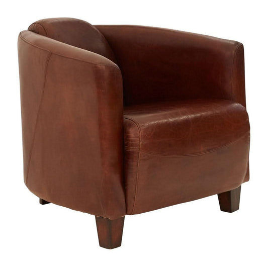 CHESWICK AGED LEATHER ARMCHAIR VINTAGE BROWN