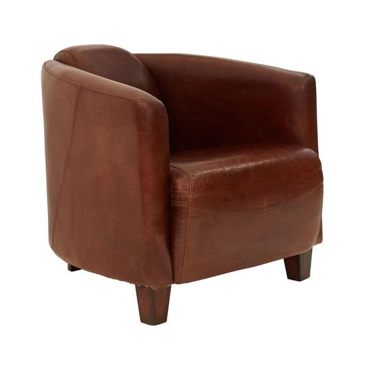 CHESWICK AGED LEATHER ARMCHAIR VINTAGE BROWN - MyChocolateWood