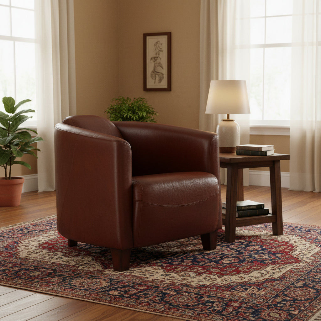 CHESWICK AGED LEATHER ARMCHAIR VINTAGE BROWN - MyChocolateWood