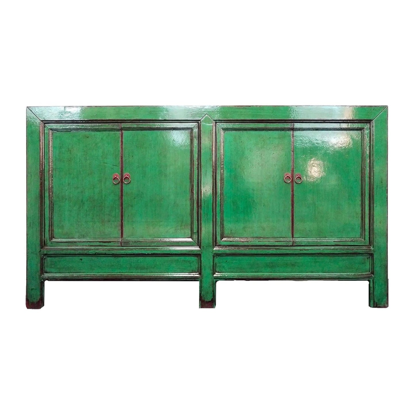 CHIFENG HSB041 CHINESE ANTIQUE RECYCLED PINE TIMBER BUFFET/SIDEBOARD 4 DOORS GREEN