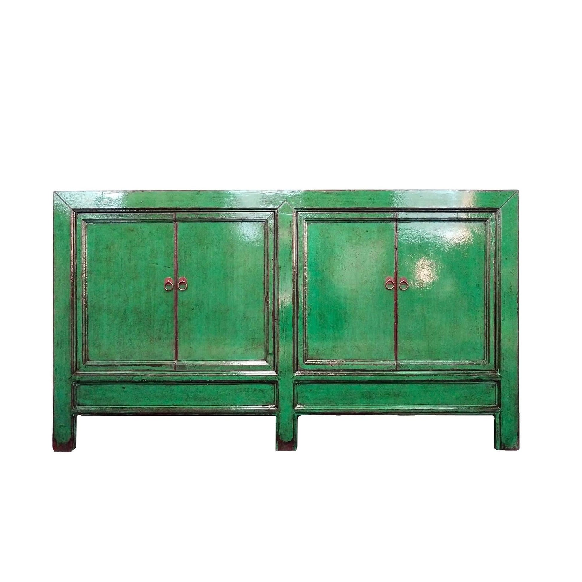 CHIFENG HSB041 CHINESE ANTIQUE RECYCLED  PINE TIMBER BUFFET/SIDEBOARD 4 DOORS GREEN - MyChocolateWood
