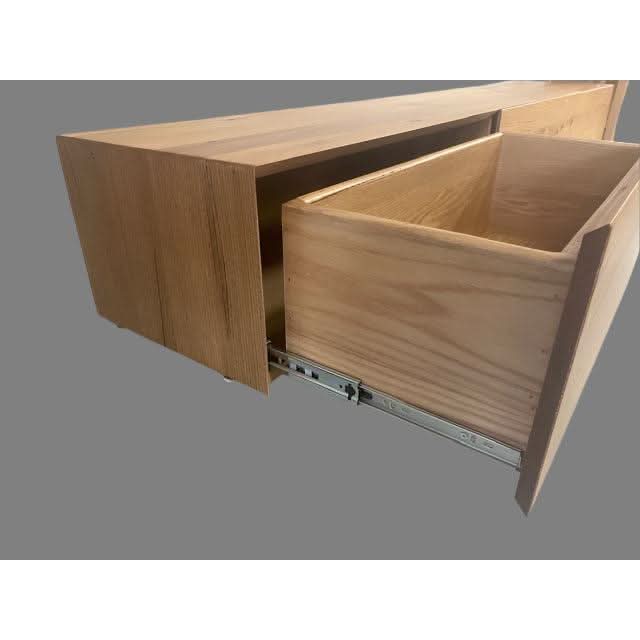 CLAUDE FEATURED TASSIE OAK TV/ENTERTAINMENT UNIT 2 DRAWERS & CENTER DROP DOWN - FLOOR STOCK CLEARANCE - MyChocolateWood