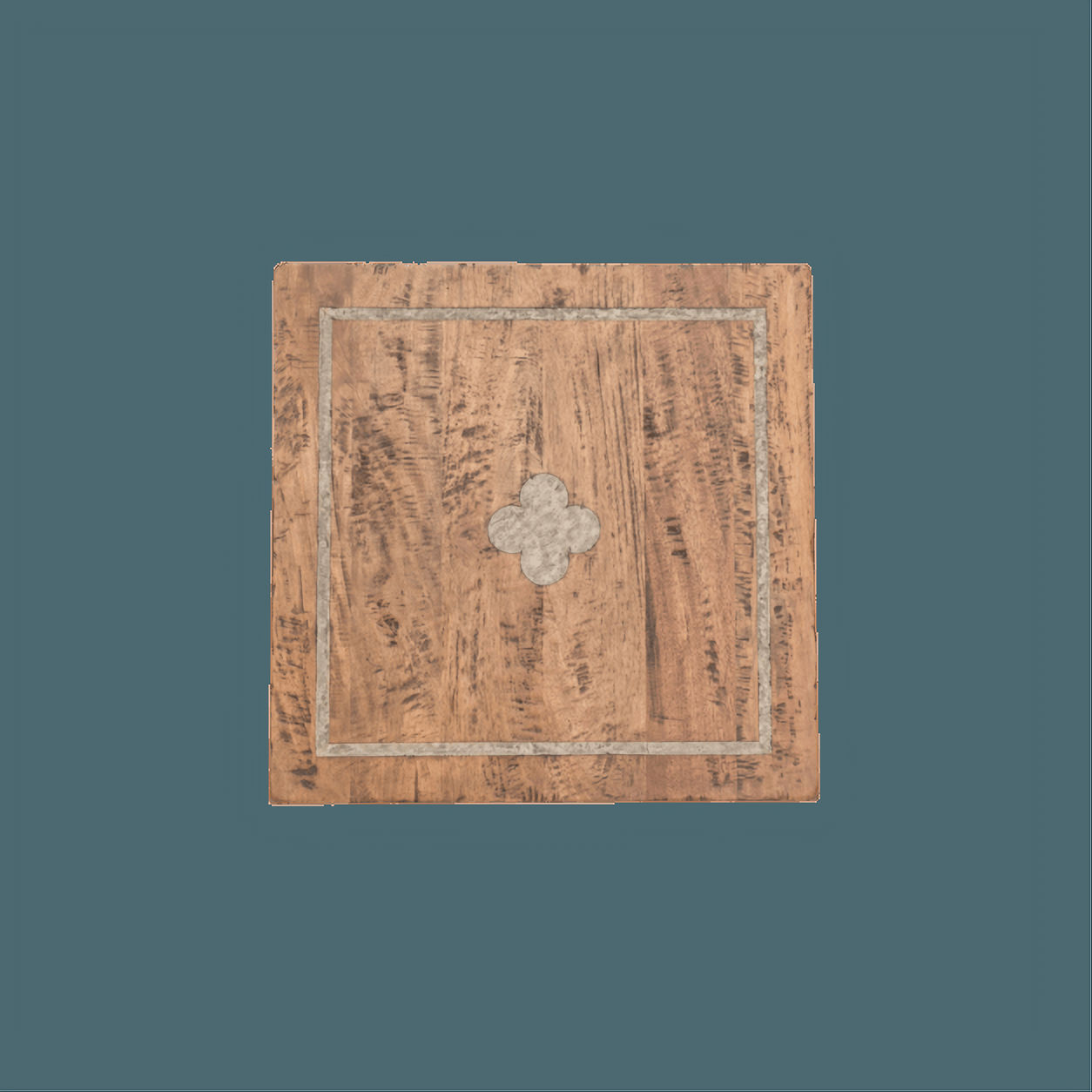Clover Mango Wood Inlay Table Top, 700mm Square - Chocolate Wood
