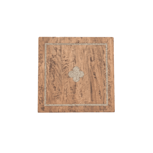 Clover Mango Wood Inlay Table Top, 700mm Square - Chocolate Wood