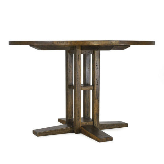 CLOVER ROUND SOLID MANGO WOOD DINING TABLE NIBBLED ALBANY RUSTIC EXTREME COLOUR 152CM