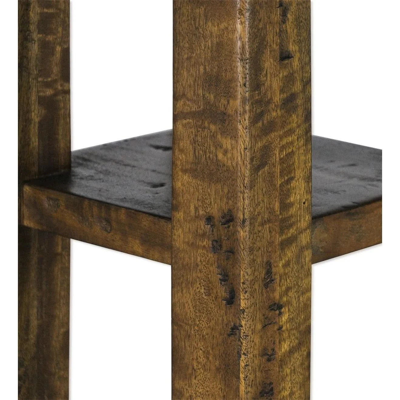 CLOVER ROUND SOLID MANGO WOOD DINING TABLE NIBBLED ALBANY RUSTIC EXTREME COLOUR 152CM - MyChocolateWood