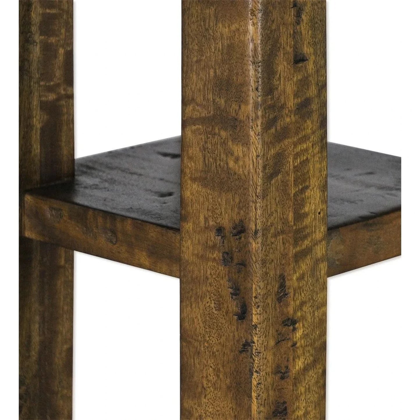 CLOVER ROUND SOLID MANGO WOOD DINING TABLE NIBBLED ALBANY RUSTIC EXTREME COLOUR 152CM