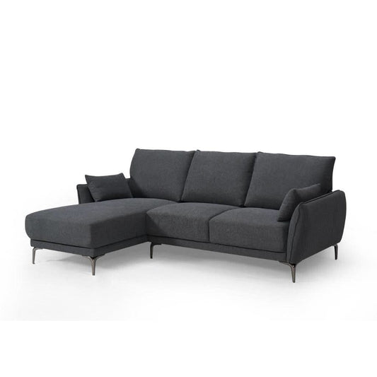 COLBERT FABRIC 2-SEATER SOFA LOUNGE WITH LHF CHAISE GREY - MyChocolateWood