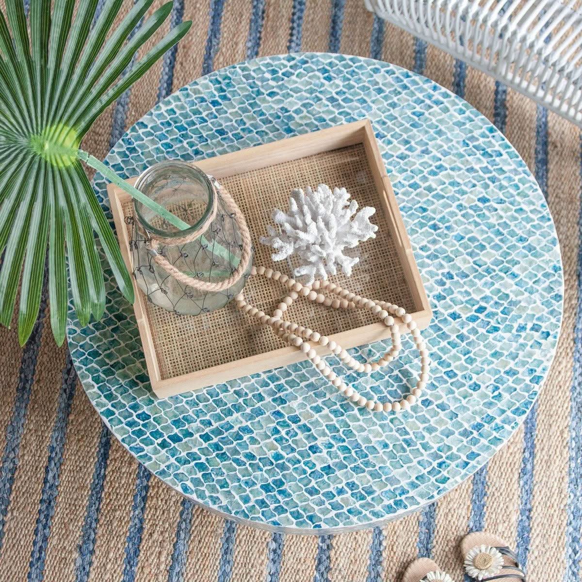 CONCH ROUND SHELL COFFEE TABLE - MyChocolateWood