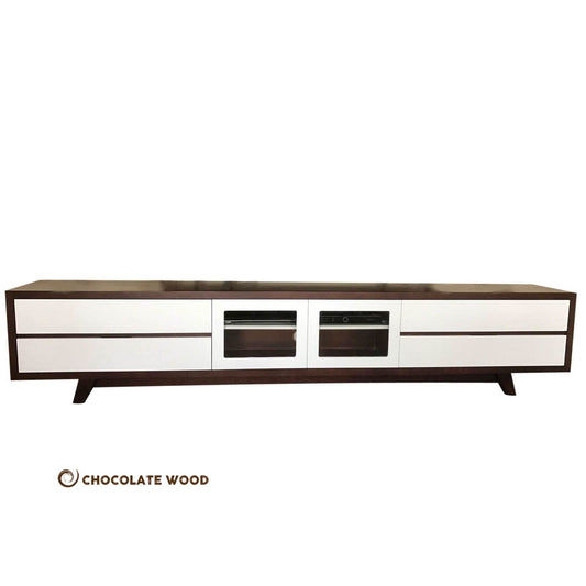 COPENHAGEN LOWLINE/TV/ENTERTAINMENT UNIT 4 DRAWERS 2 DOORS IN SOLID TASSIE OAK AUSTRALIAN CUSTOM MADE - MyChocolateWood