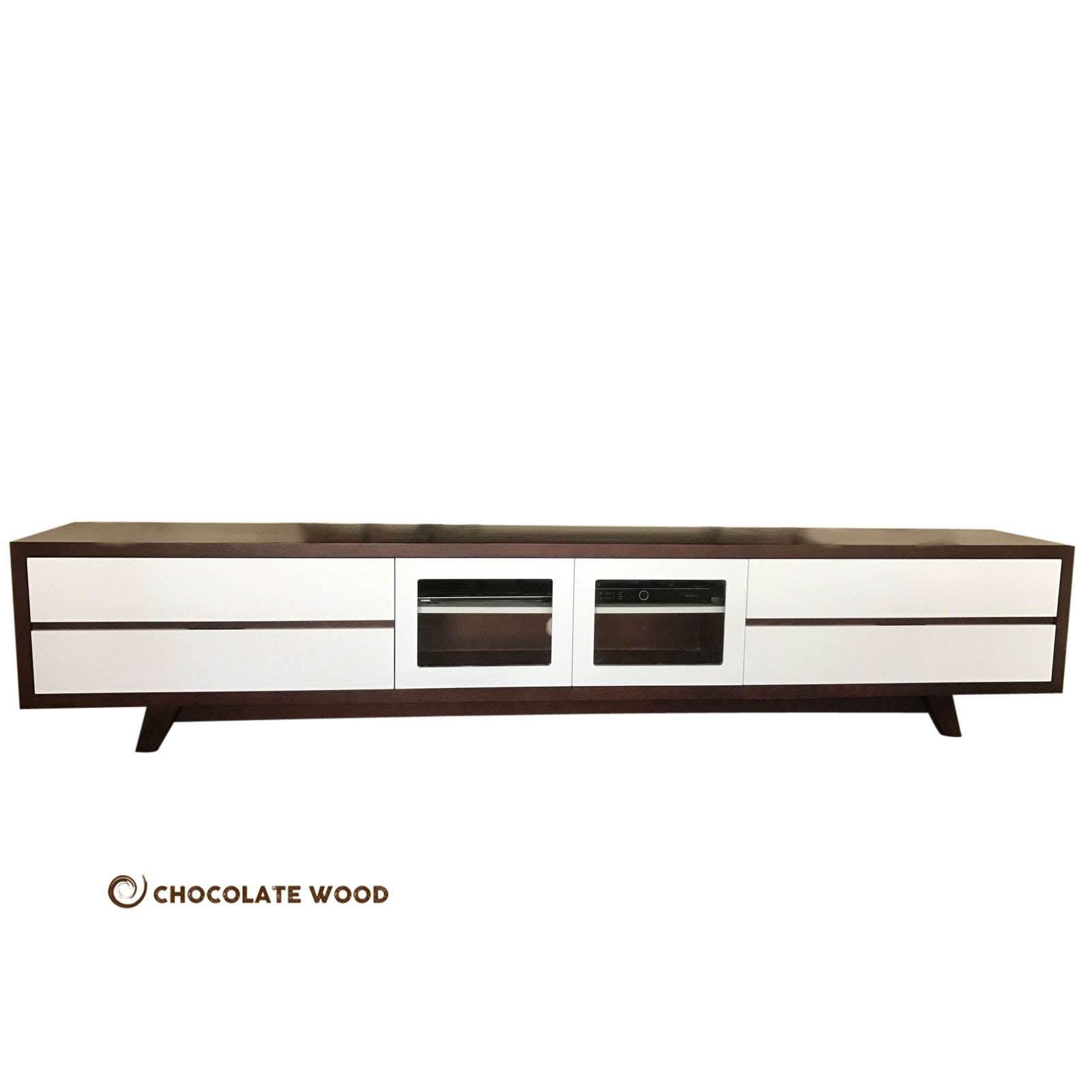 COPENHAGEN LOWLINE/TV/ENTERTAINMENT UNIT 4 DRAWERS 2 DOORS IN SOLID TASSIE OAK AUSTRALIAN CUSTOM MADE - MyChocolateWood