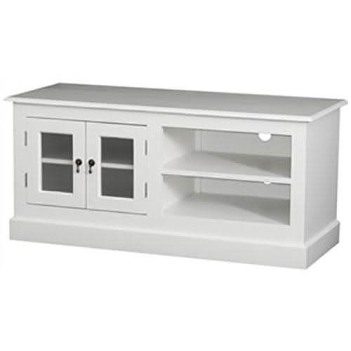 Corbett Solid Mahogany 2-Door TV Unit 130cm in White - Chocolate Wood