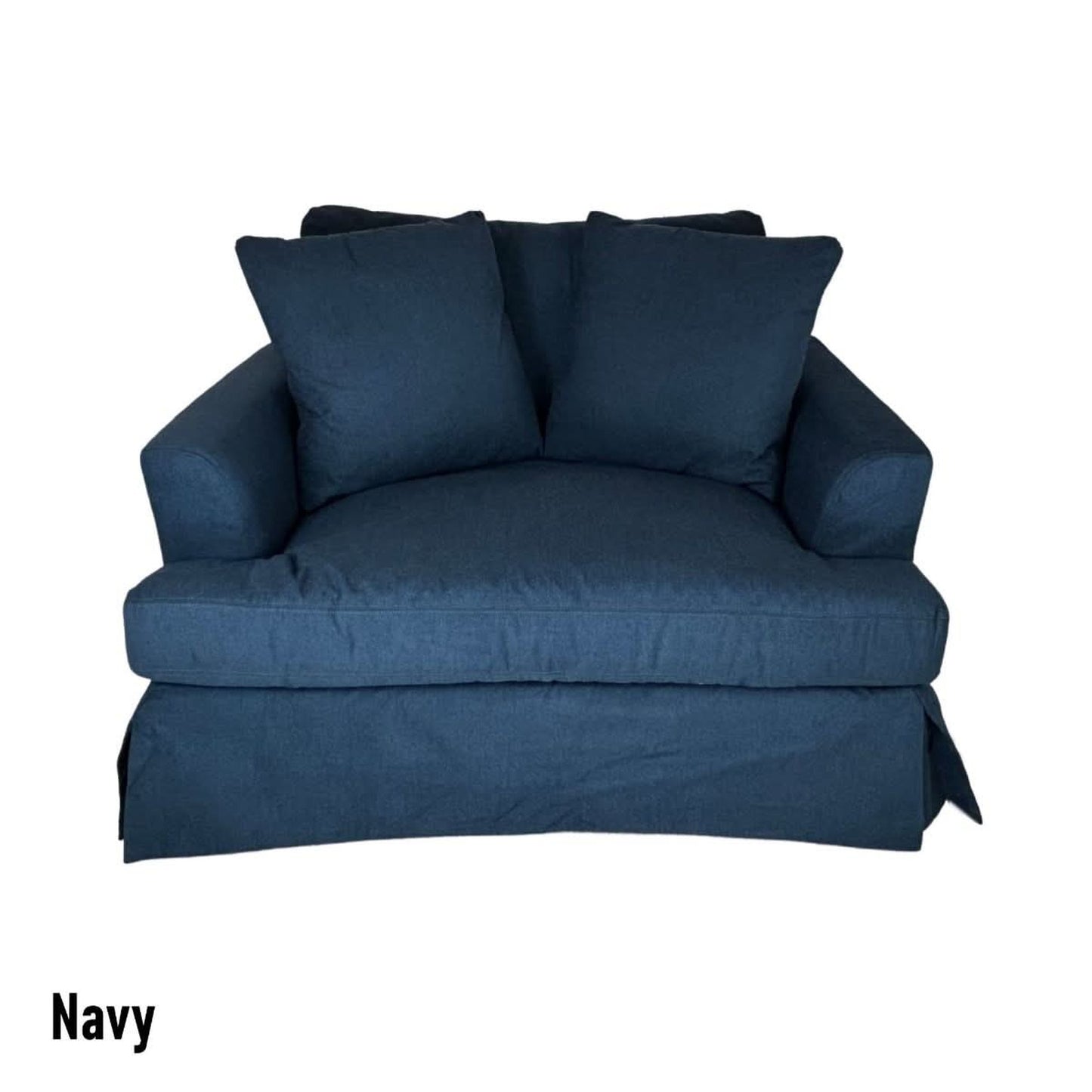 Cordelia 1.5-Seater XL Hampton Style Armchair in Navy - Chocolate Wood