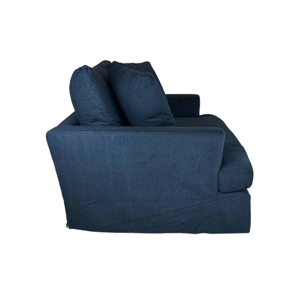 Cordelia 1.5-Seater XL Hampton Style Armchair in Navy - Chocolate Wood