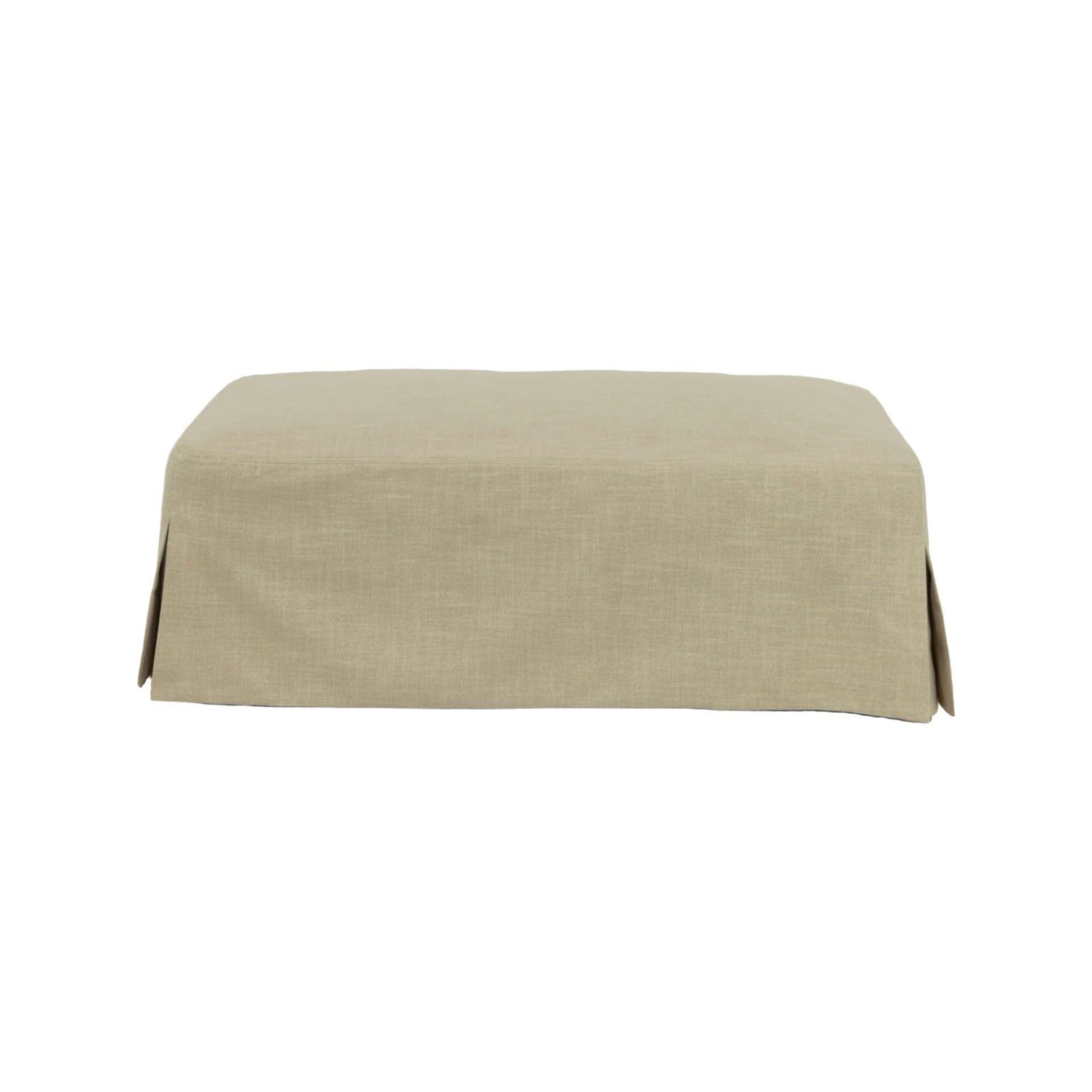 Cordelia Hampton Style Ottoman in Khaki - Chocolate Wood