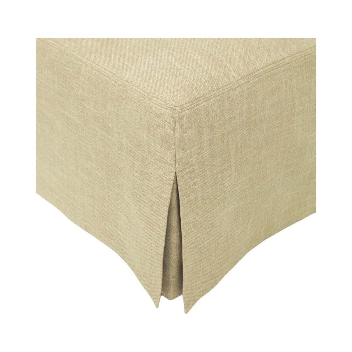 Cordelia Hampton Style Ottoman in Khaki - Chocolate Wood
