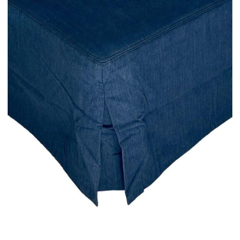 Cordelia Hampton Style Ottoman in Navy - Chocolate Wood