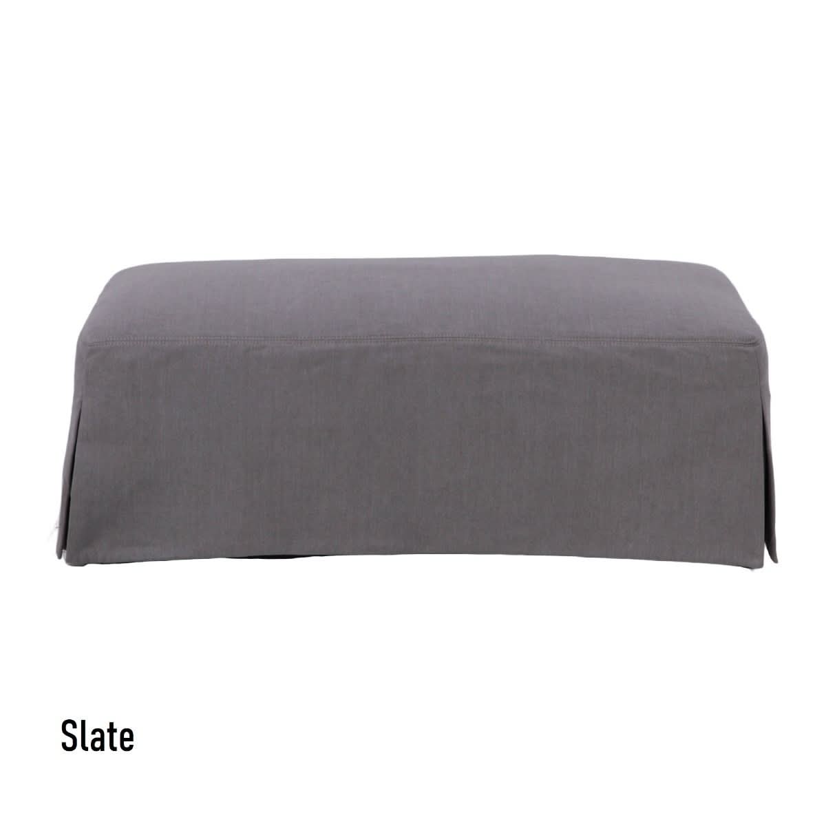Cordelia Hampton Style Ottoman in Slate - Chocolate Wood