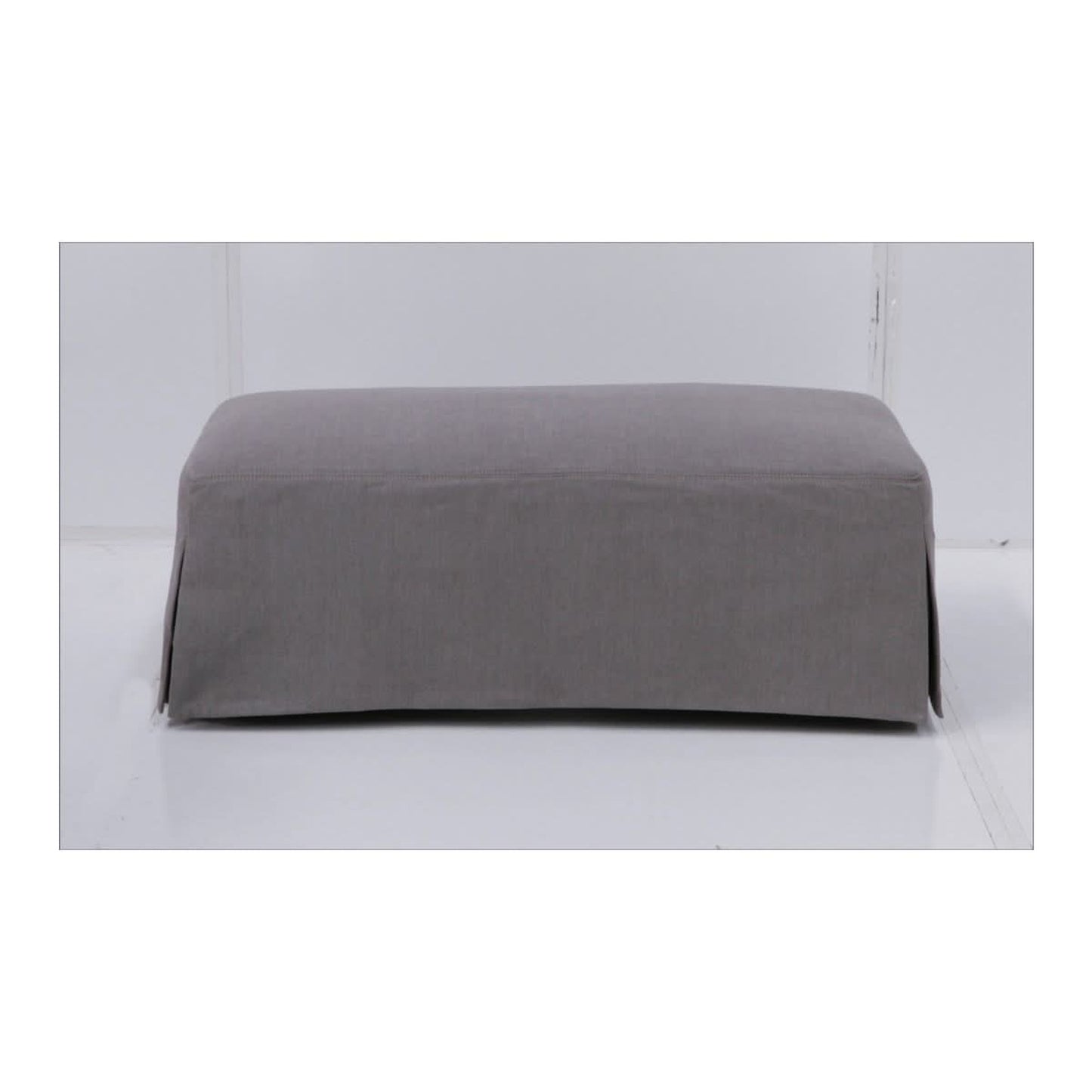 Cordelia Hampton Style Ottoman in Slate - Chocolate Wood