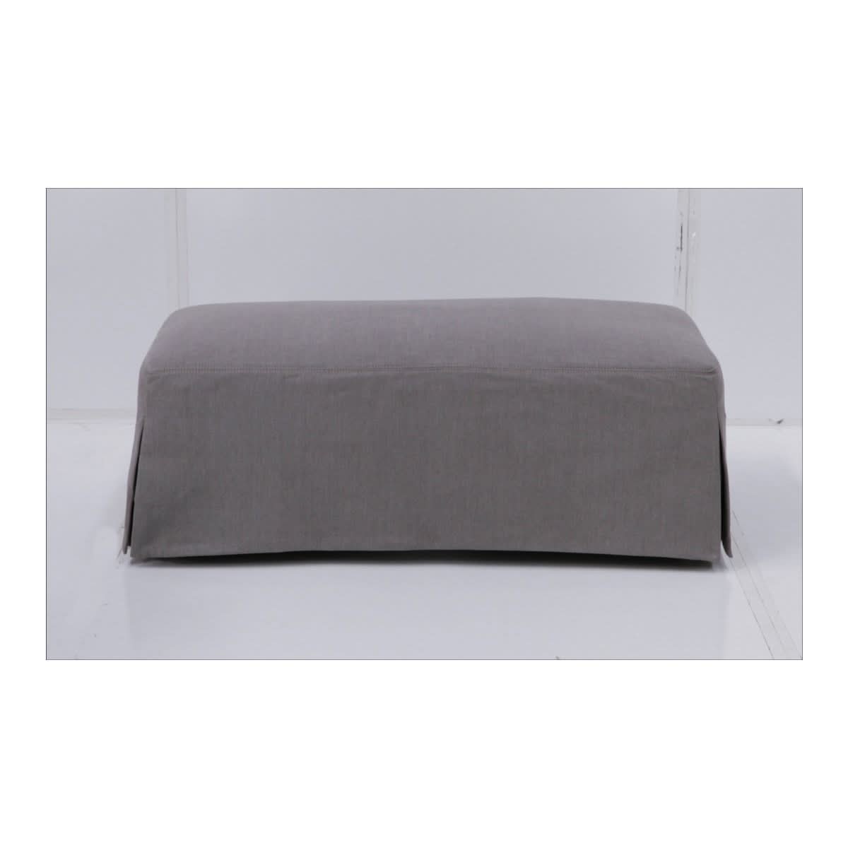 Cordelia Hampton Style Ottoman in Slate - Chocolate Wood