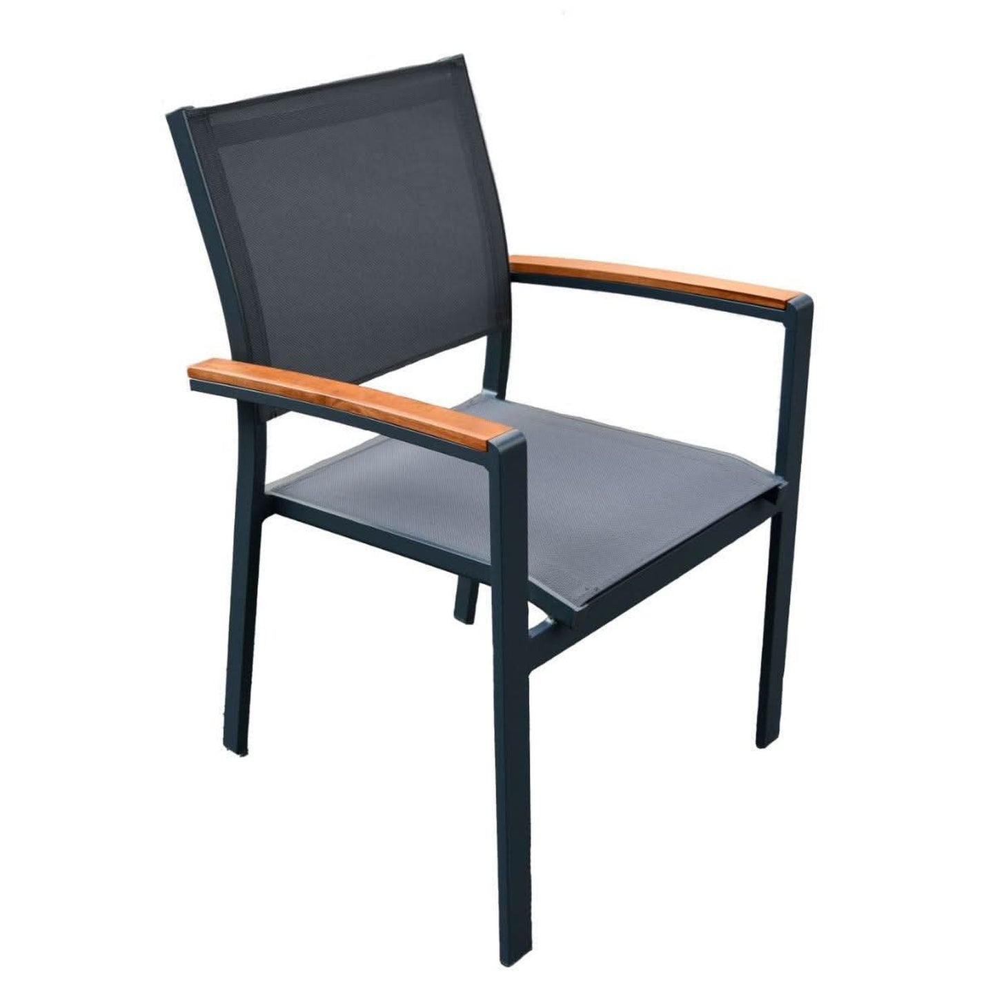 CREWE OUTDOOR ALUMINIUM FRAME DINING CHAIR - CHARCOAL
