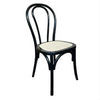 Cristo Bentwood Dining Chair in Black with Rattan Seat - Chocolate Wood