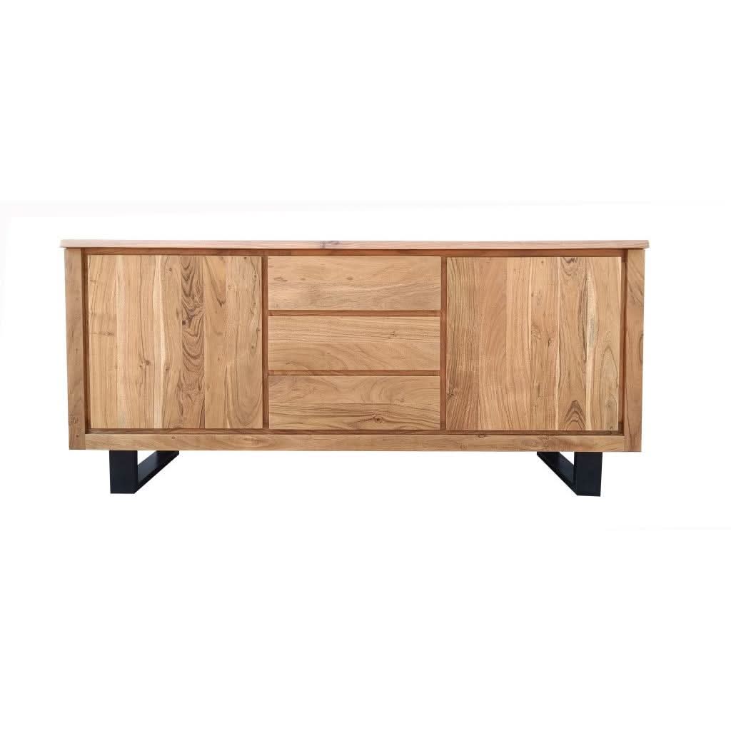 CRISTO MK2 SOLID ACACIA TIMBER SIDEBOARD/BUFFET W/METAL LEGS NATURAL 166 CM - MyChocolateWood