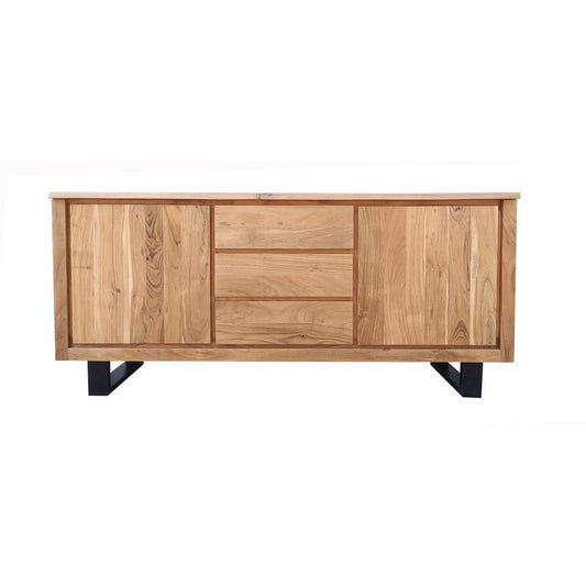 CRISTO MK2 SOLID ACACIA TIMBER SIDEBOARD/BUFFET W/METAL LEGS NATURAL 166 CM - MyChocolateWood