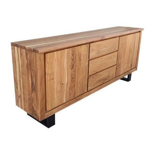 CRISTO MK2 SOLID ACACIA TIMBER SIDEBOARD/BUFFET W/METAL LEGS NATURAL 166 CM