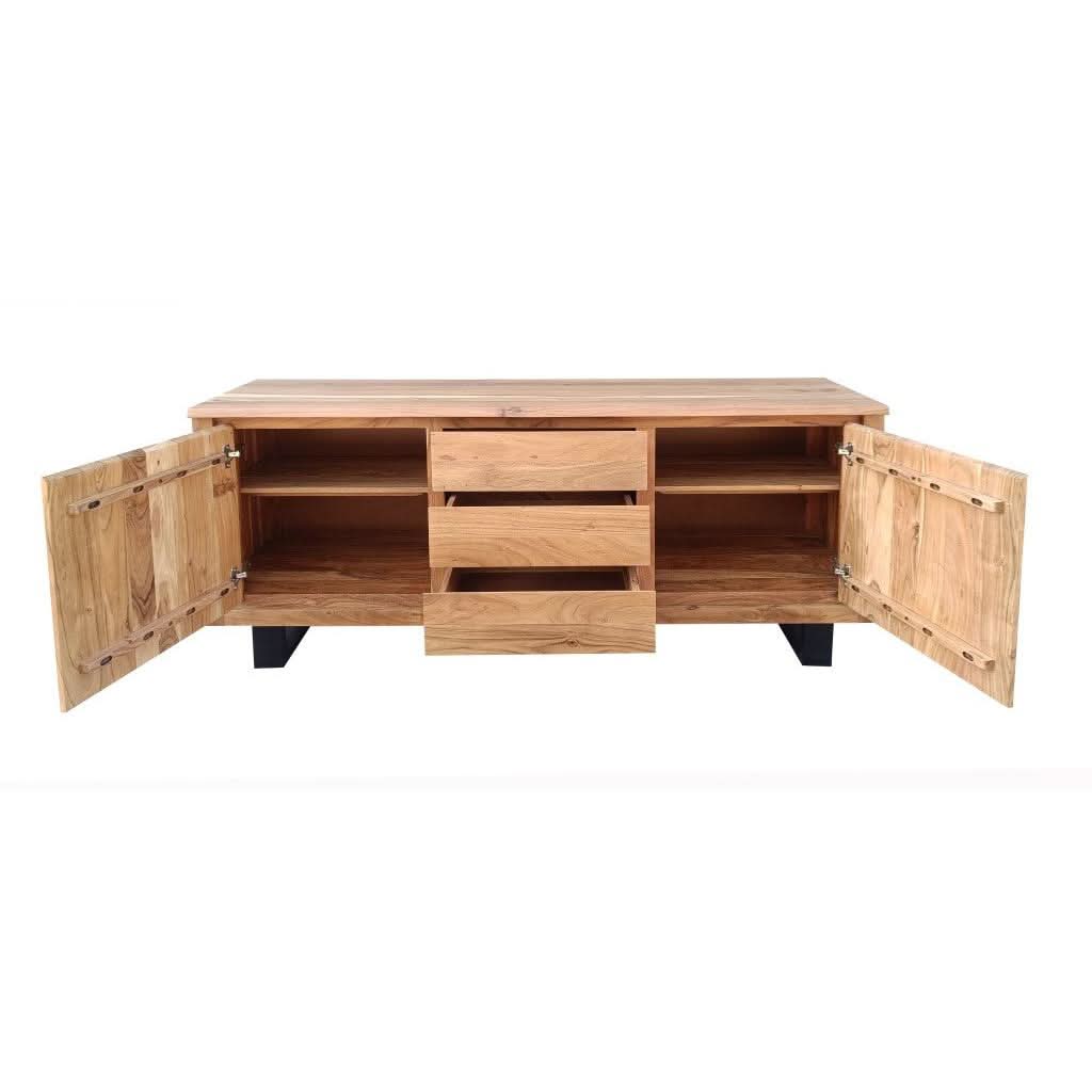 CRISTO MK2 SOLID ACACIA TIMBER SIDEBOARD/BUFFET W/METAL LEGS NATURAL 166 CM - MyChocolateWood