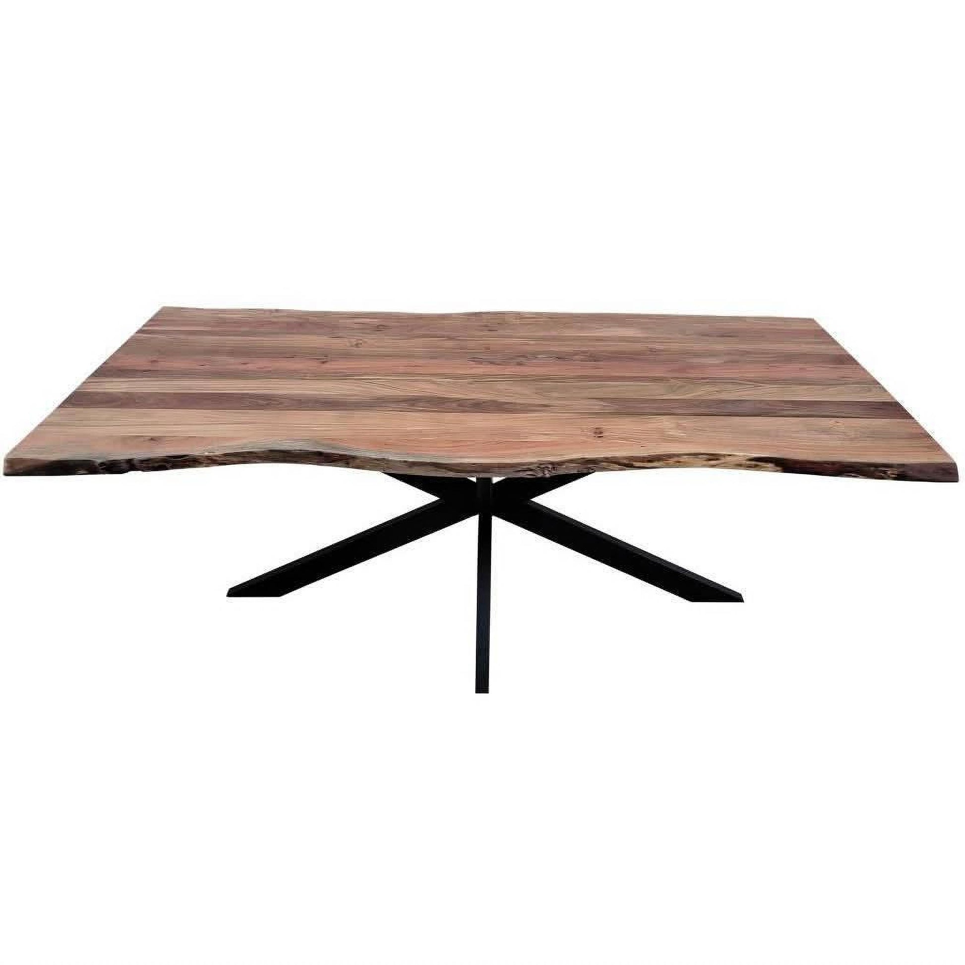 Cristo Solid Acacia Industrial Dining Table with Metal Legs, 210cm - Chocolate Wood
