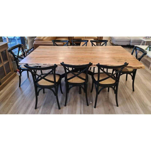 CRISTO NATURAL SOLID ACACIA TIMBER DINING TABLE WITH METAL LEGS INDUSTRIAL 180 CM - MyChocolateWood