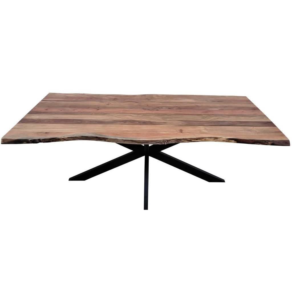 CRISTO NATURAL SOLID ACACIA TIMBER DINING TABLE WITH METAL LEGS INDUSTRIAL 240 CM - MyChocolateWood