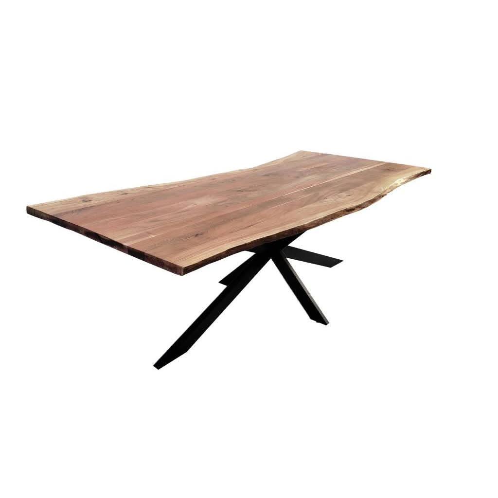 CRISTO NATURAL SOLID ACACIA TIMBER DINING TABLE WITH METAL LEGS INDUSTRIAL 240 CM - MyChocolateWood
